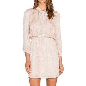 PARKER Long Sleeve Silk Dress  Light Blush Pink Cream Snake Print MEDIUM